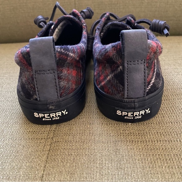 Sperry Crest Vibe Wool Plaid Sneaker Navy          NWT - Picture 4 of 5